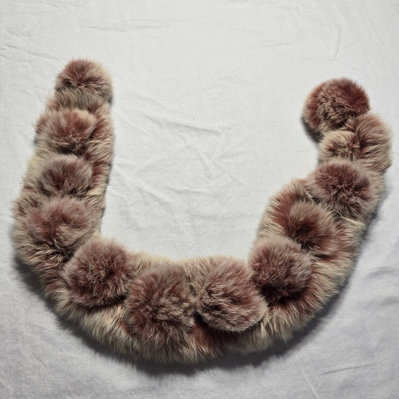 The Unbranded Brand Accessories - Rabbit‎ Fur Scarf Soft 31" L Brick Red Cream